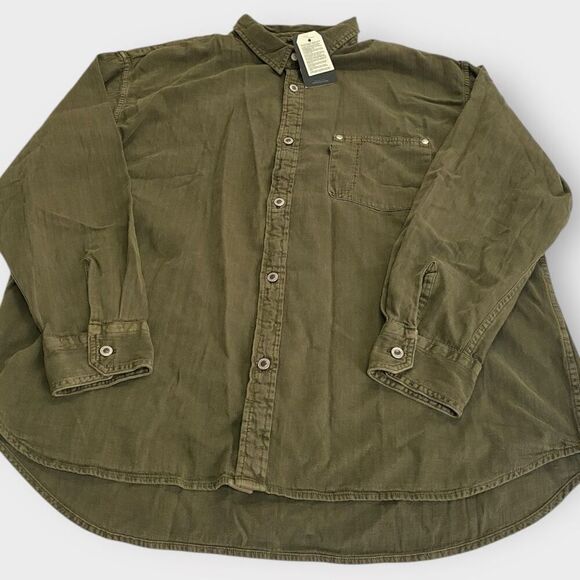 Levis Silver Tab Oversized Button Down Long Sleeve Shirt Olive Green Mens size L - Picture 2 of 11